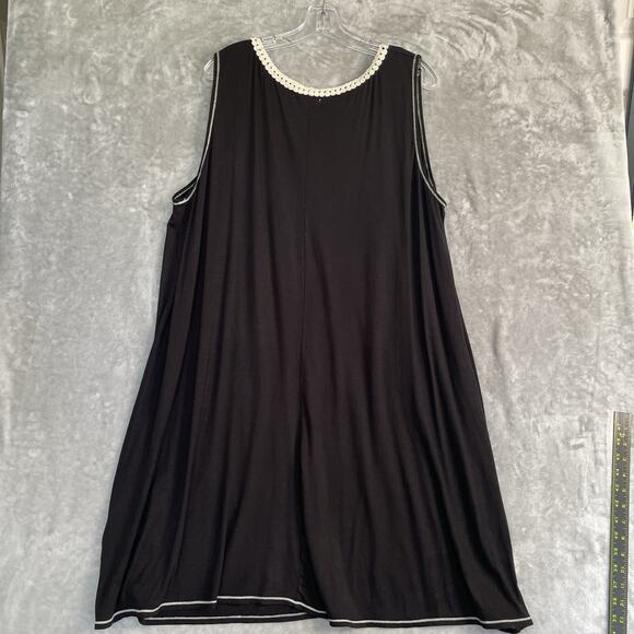 Max Studio Shift Dress Womens 2X Embroidered Sleeveless Black Floral Boho Plus - Picture 7 of 10